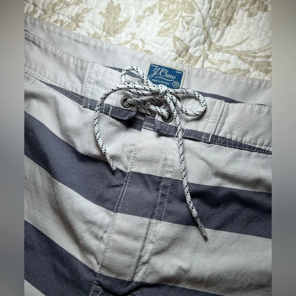 J Crew rugby strip swimsuit bathing suit board shorts size 35 Classic Preppy